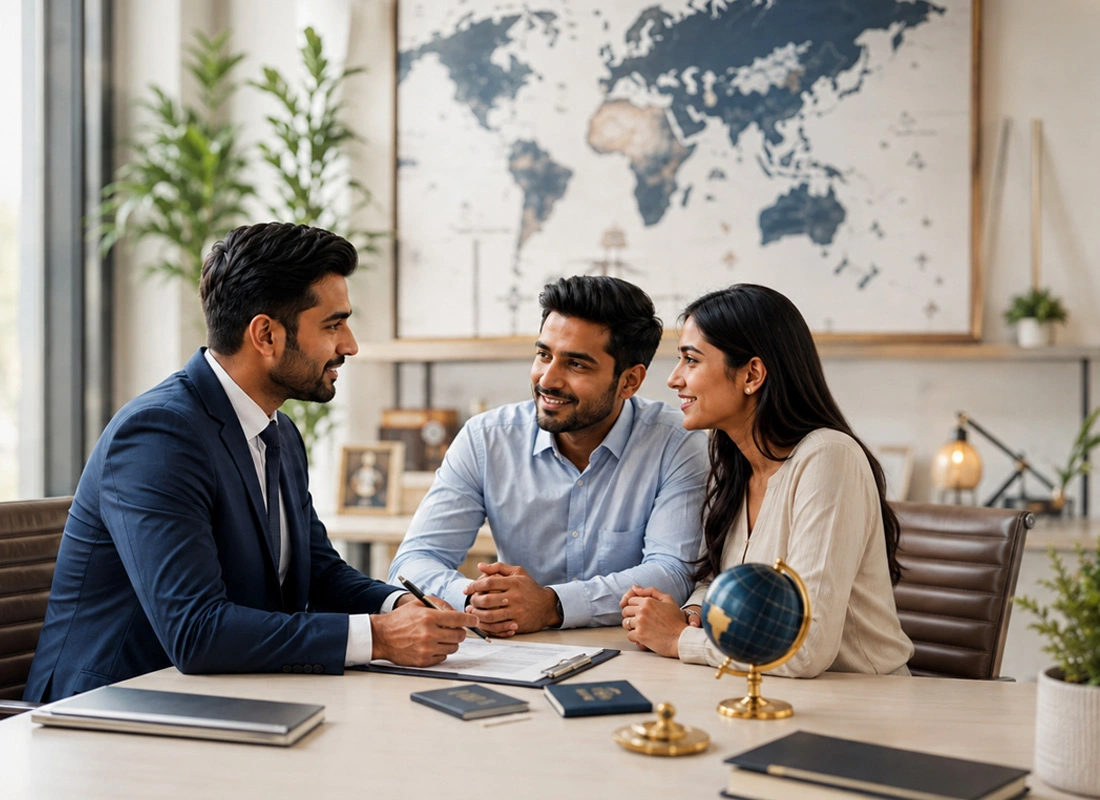 Immigration advisor discussing international plans with a couple